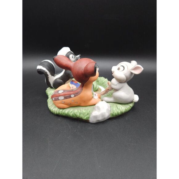 Vtg Walt Disney Productions Bambi Thumper & Flower with Frog Ceramic Figurine - Picture 4 of 9